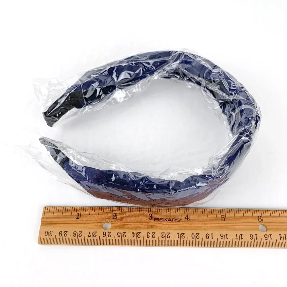 Navy satin headband women's unbranded hair band navy blue satin with knot detail